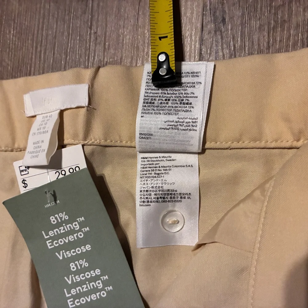 H&M Beige Straight-Cut Wide Leg Trousers